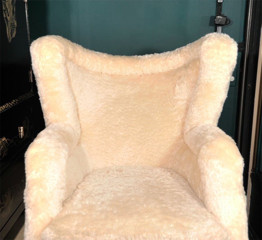 Mohair Upholstered Armchair by Jean Royere, French 1940s 1