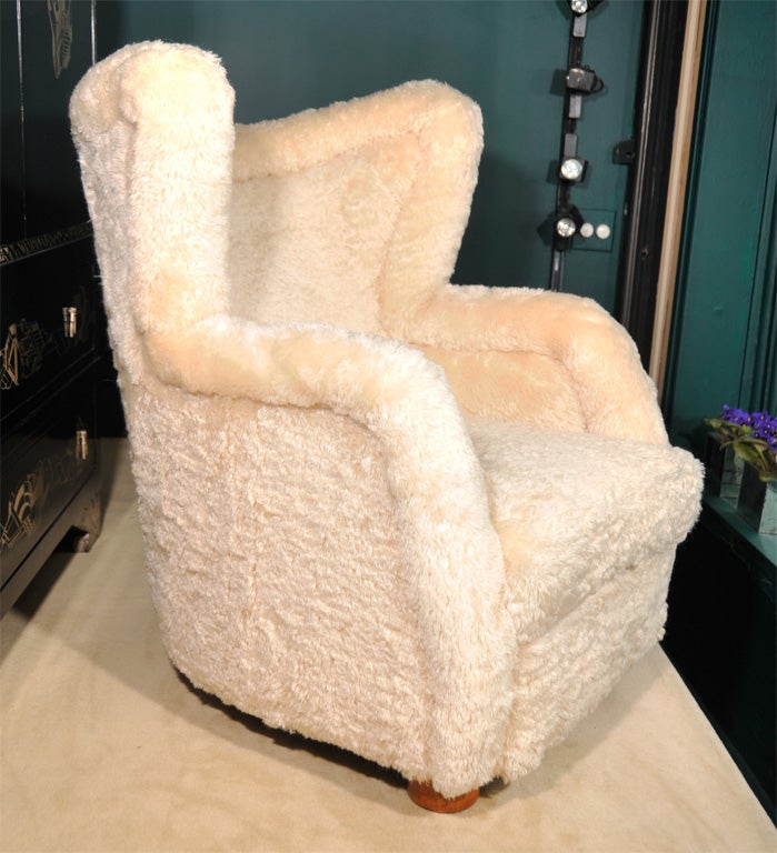 Mohair Upholstered Armchair by Jean Royere, French 1940s 2