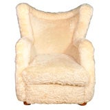 Vintage Mohair Upholstered Armchair by Jean Royere, French 1940s