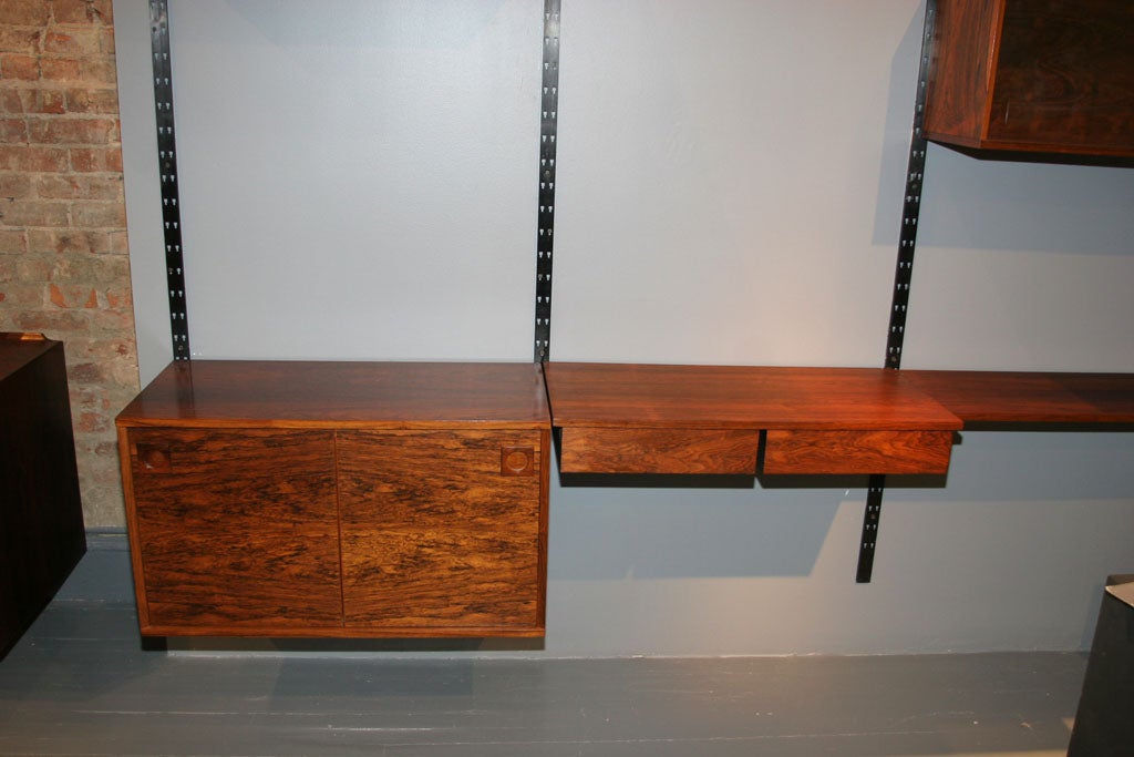 Danish Modern 3-Section Rosewood Wall Unit In Excellent Condition In New York, NY