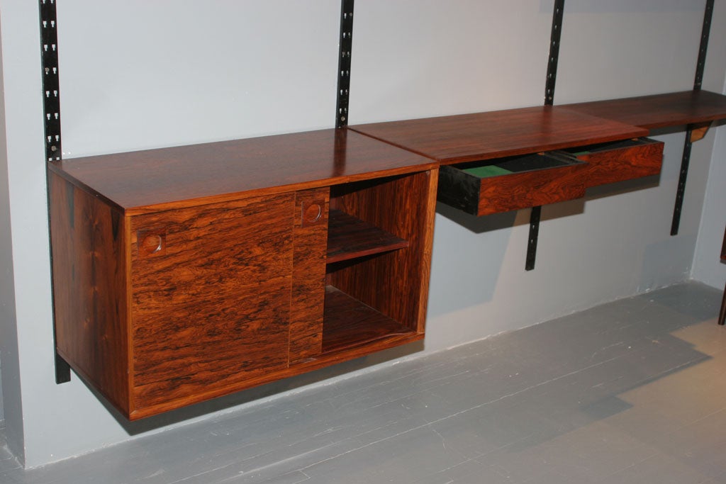 Danish Modern 3-Section Rosewood Wall Unit 2