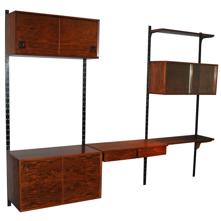 Danish Modern 3-Section Rosewood Wall Unit