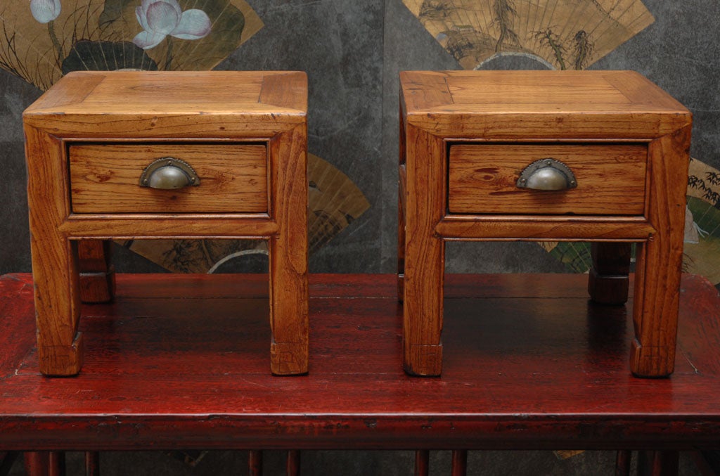 Late 19th century Q'ing Dynasty Jiangsu Ming styled stool with drawer (two available, priced and sold separately.)