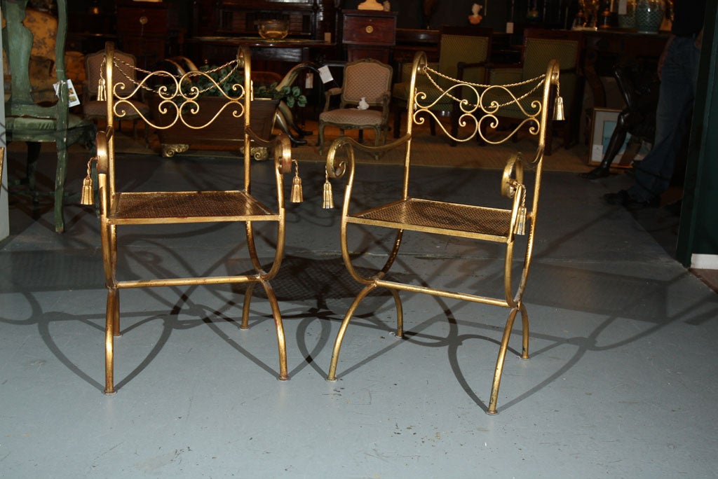 Gilt Metal Armchairs