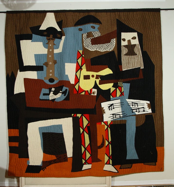 Handmade tapestry after an early 20th century modernist Pablo Picasso painting, 