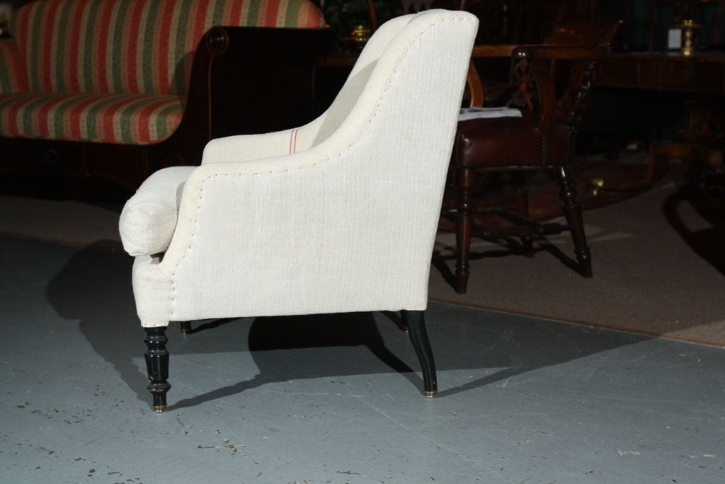 Mahogany Pair of Regency Upholstered Armchairs For Sale