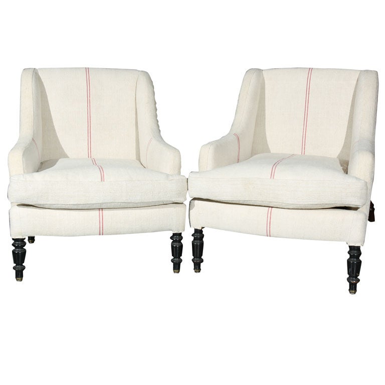 Pair of Regency Upholstered Armchairs For Sale