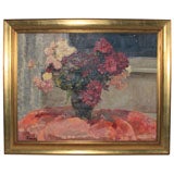Vintage Impressionist Oil Painting of Flowers By T. Savitskaya