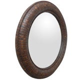Vintage Carved Coconut Wood Mirror