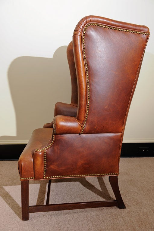 English Georgian Style Wing Chair in Leather