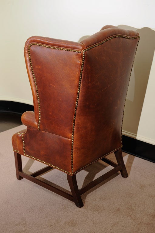 19th Century Georgian Style Wing Chair in Leather