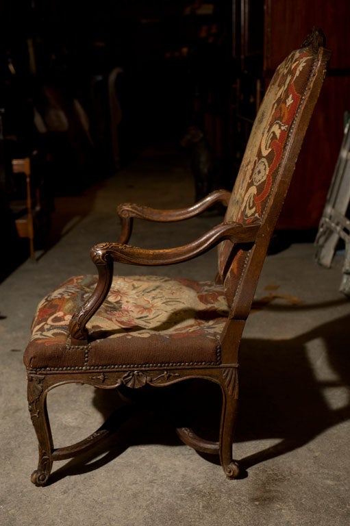 French Carved Walnut Fauteuil For Sale