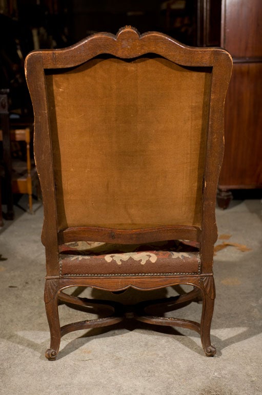 18th Century and Earlier Carved Walnut Fauteuil For Sale
