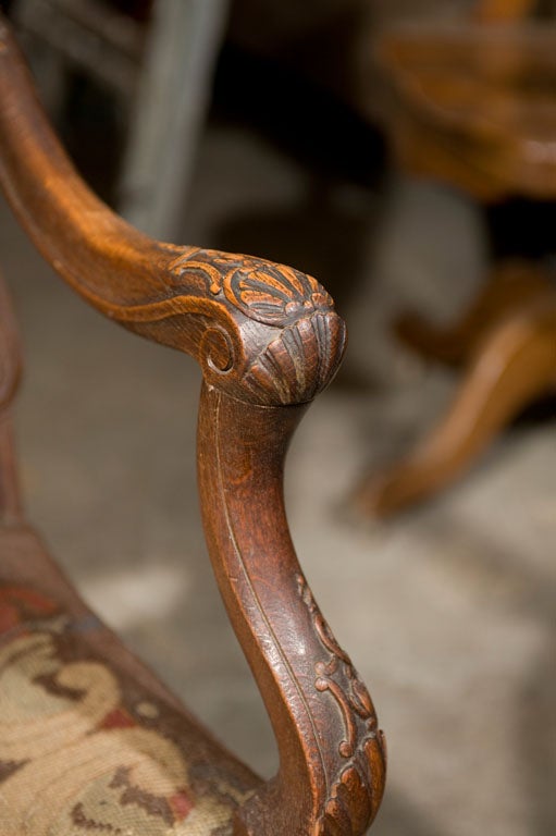 Carved Walnut Fauteuil For Sale 3