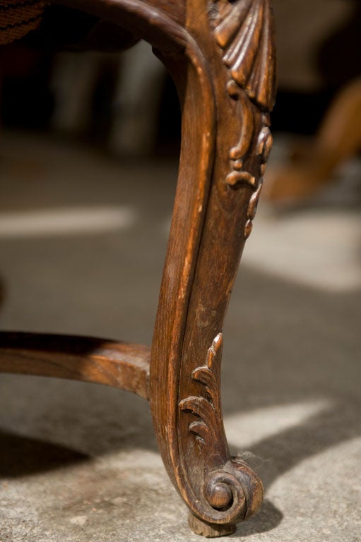 Carved Walnut Fauteuil For Sale 4