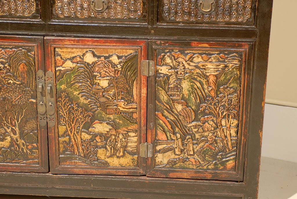 Wood Exquisite Mongolian Cabinet For Sale