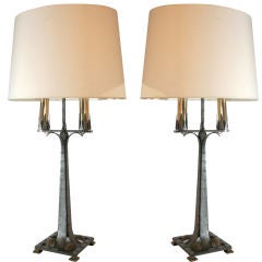 Antique A Pair of American Art Deco Table Lamps by Jules Bouy