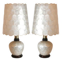 A Pair of Art Moderne Mother of Pear Shell Table Lamps