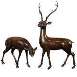 Pair of Japanese Bronze Deer