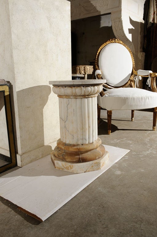 Exquisite Marble pedestal with travertine top