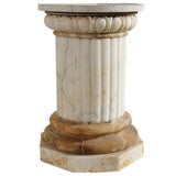 Antique Exquisite Marble pedestal with travertine top