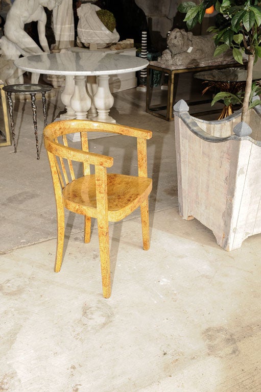 Art Deco chair, Czech, with faux burl wood finish
