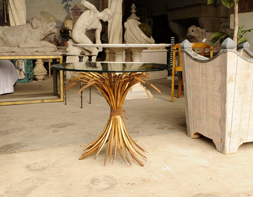 Wheat sheaf table, tole gilt, 1960's Continental