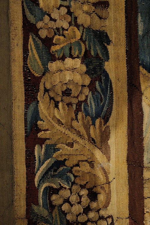 17th c. French Tapestry, depicting a lush verdure forest scene For Sale 2