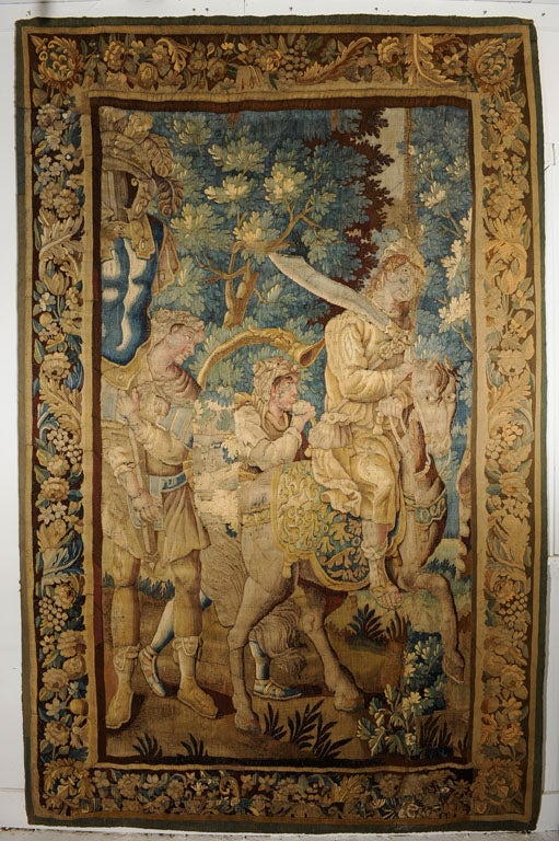 17th c. French Tapestry, depicting a lush verdure forest scene For Sale 3