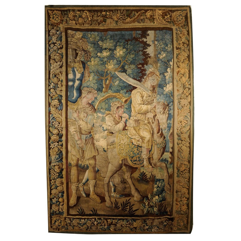 17th c. French Tapestry, depicting a lush verdure forest scene For Sale