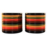 Pair: Japanese Lacquered Wood Te-bachi (Hand Warmers)