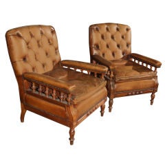 Pair of English Leather Chairs