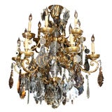 Palace Crystal and Gilt Gold Chandelier Maison Jansen