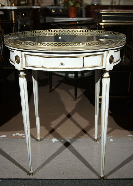 Pair French Louis XVI Gueridon Side Tables Stamped Jansen