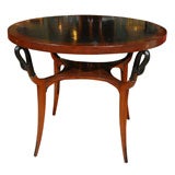 French Leather Top Center Table