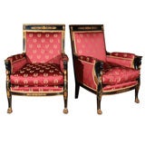 Antique Pair of French Empire Style Arm Chairs Maison Jansen