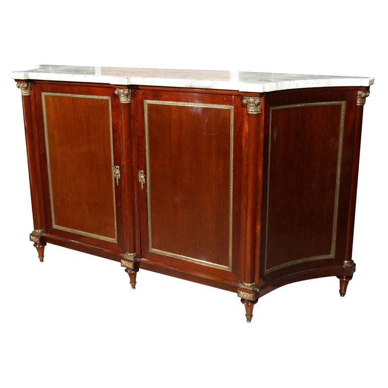 Maison Jansen Marble Top Mahogany Server