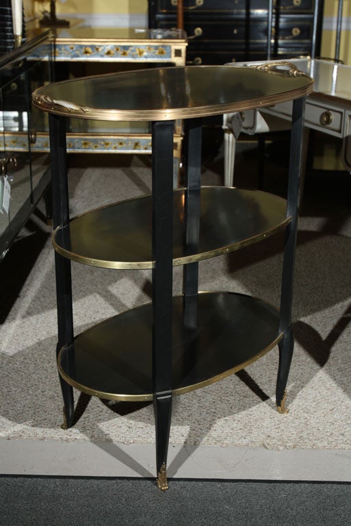 Three Tier Ebonized Server Stamped Jansen