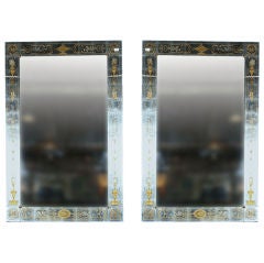 Pair of Monumental Eglomise Mirrors