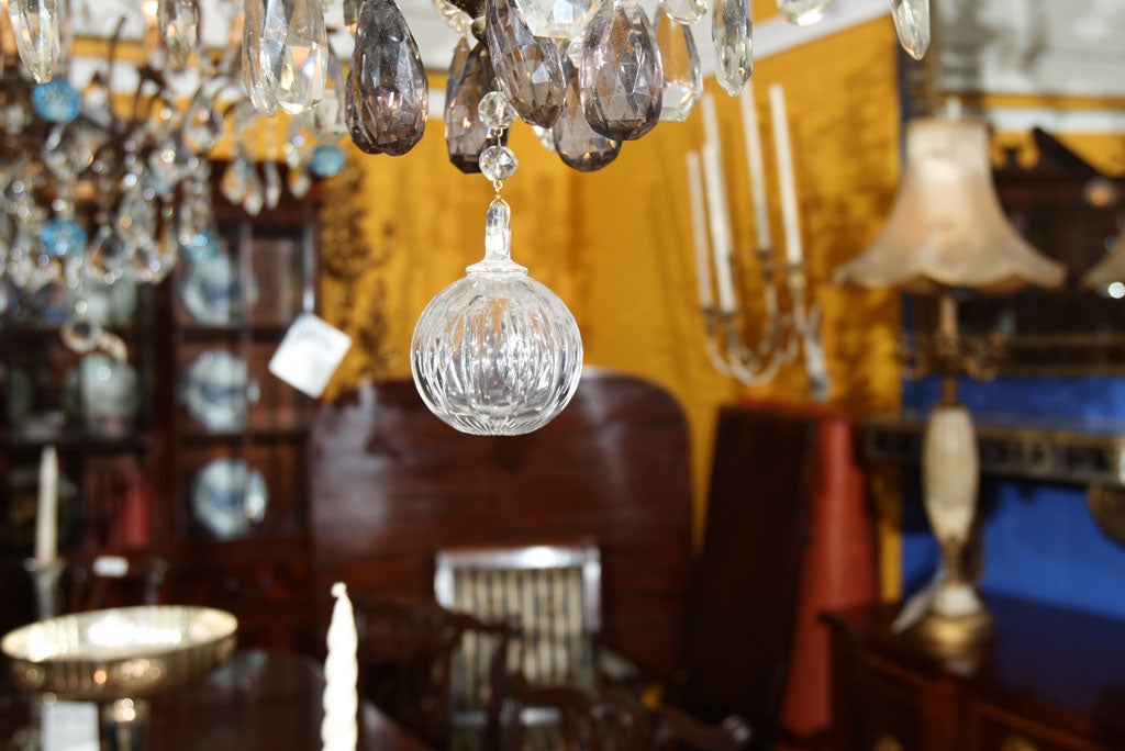 Argentino Lampadario in bronzo e cristallo in vendita