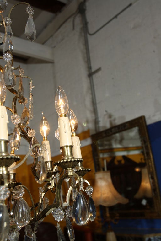 Bronze and Crystal Chandelier In Good Condition In Stamford, CT