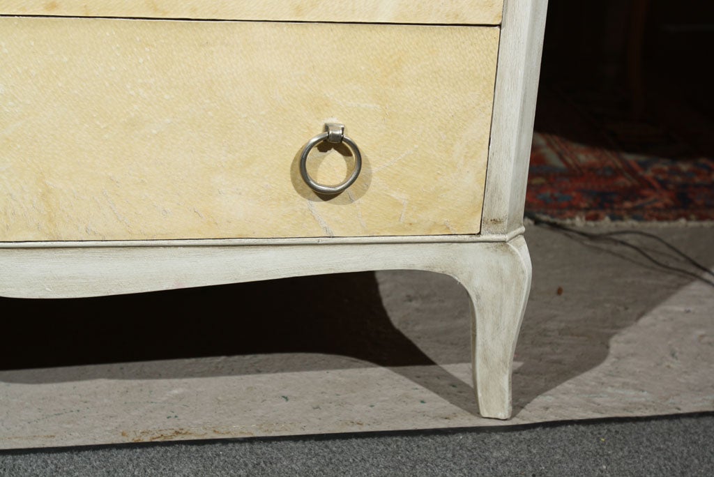 Marble Top Parchment Chest of Drawers In Excellent Condition In Stamford, CT