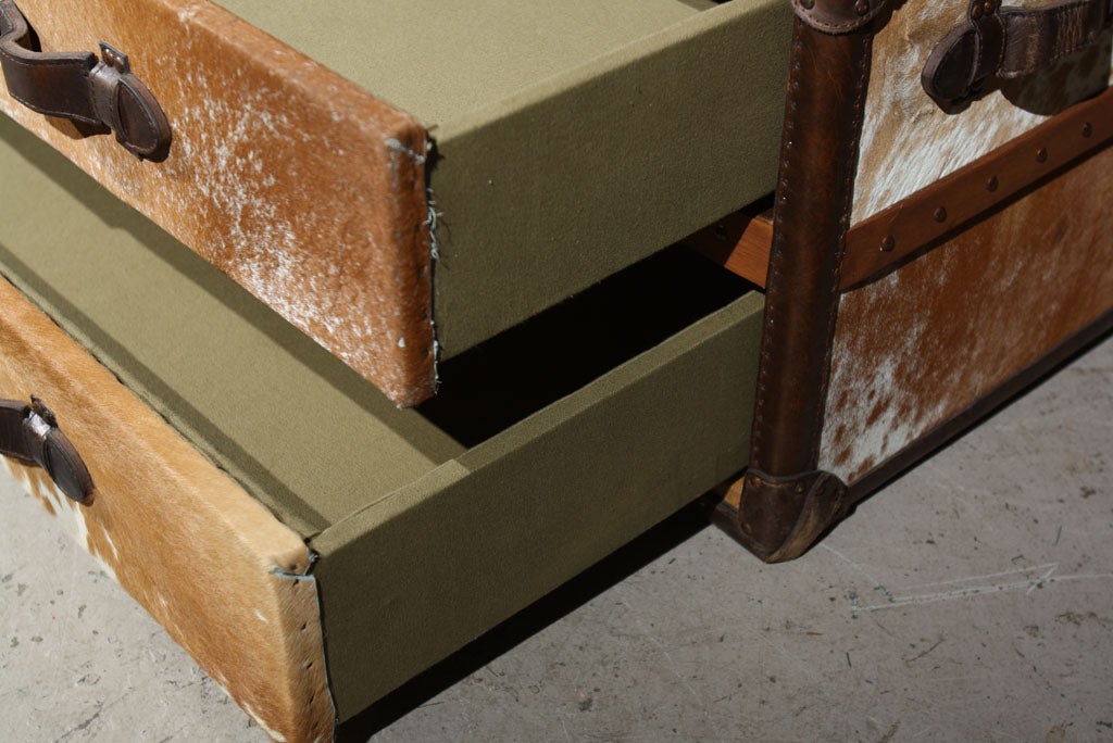 American Cowhide Leather Trunk Coffee Table