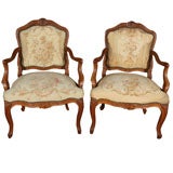 Pair of Louis XVI Style Arm Chairs in Needlepoint Upholstery