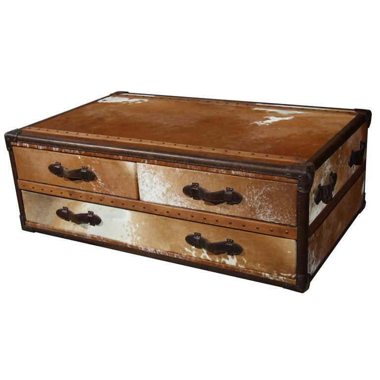 Cowhide Leather Trunk Coffee Table at 1stDibs