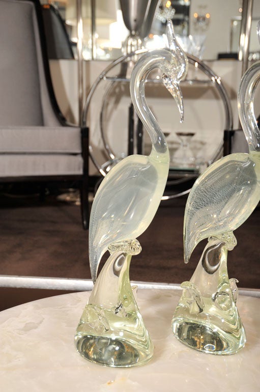 Pair of Stylized Murano Glass Herons