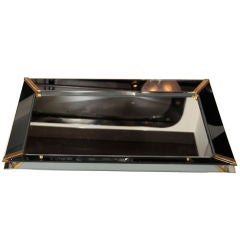 1940's Hollywood Smoked Mirrored Tray with Brass Fittings