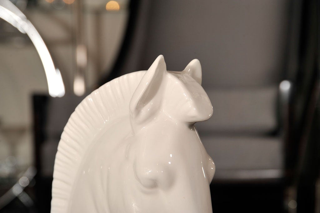 20th Century Pair of Stylized White Ceramic Horses by LLadro