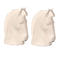 Pair of Stylized White Ceramic Horses by LLadro