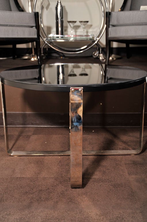Art Deco Occasional Table with Chromed Base In Excellent Condition In New York, NY